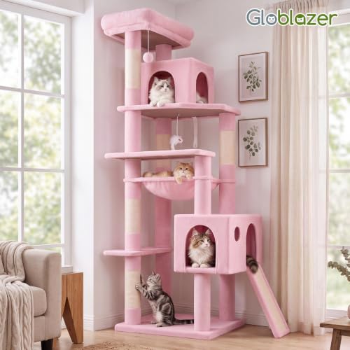 Globlazer F70 Pro Pink Heavy Duty Cat Tree Tower for Indoor Large Cats - color: Pink