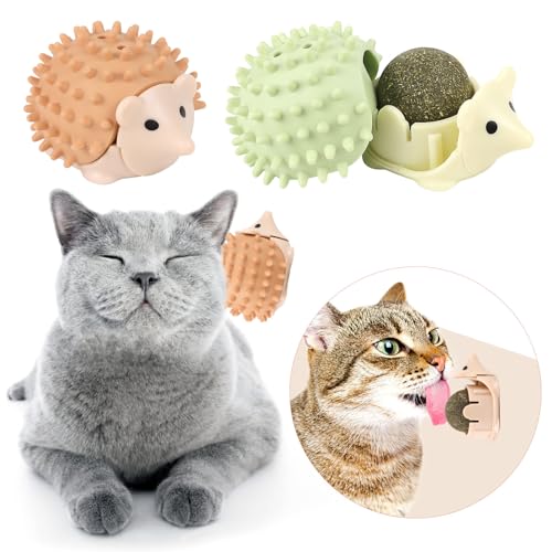 CCINEE 2pcs Catnip Balls for Cats Wall Catnip Toys Edible Cat Toys for Cat Lick Safe Healthy Kitten Chew Toys Teeth Cleaning Dental Cat Toys