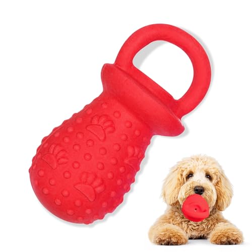 Latex Chew Dog Toys, Novelty Squeaky Pacifier Dog Toys, 5.2" Durable Pacifier Dog Chew Toys for Small and Medium Dogs(Red,1 Pcs) - color: Red