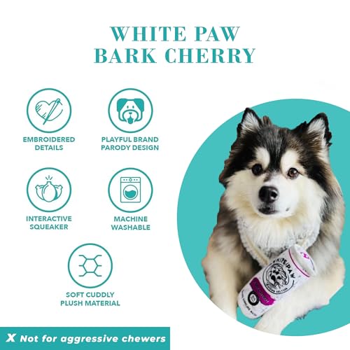 Haute Diggity Dog White Paw Can Plush Dog Toy, Drink Parody Chew Toys - color: WP - Bark Cherry (White, Purple, Black), size: One Size