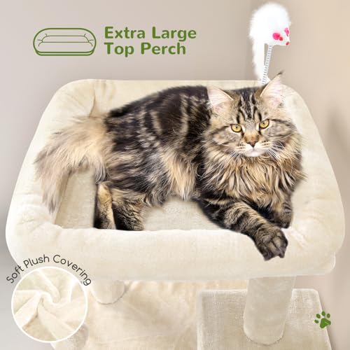 Globlazer Cat Tree Tower for Indoor Cats Large Adult, FC50, Beige - color: Beige, size: XL