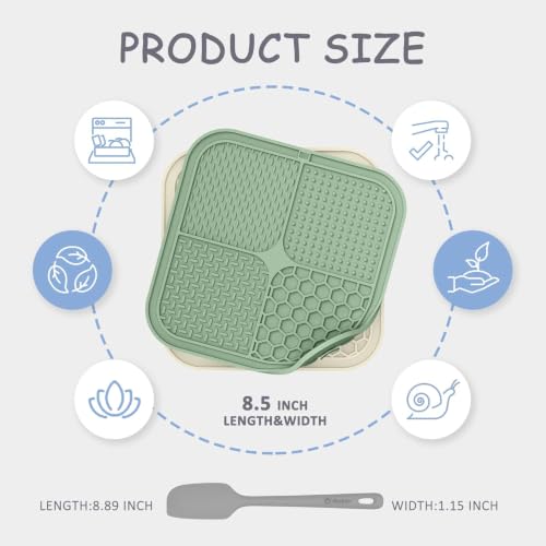 ChefAide 2 Pack Lick Mat for Dogs, Cats & Puppies with Suction Cups - color: Green & Beige