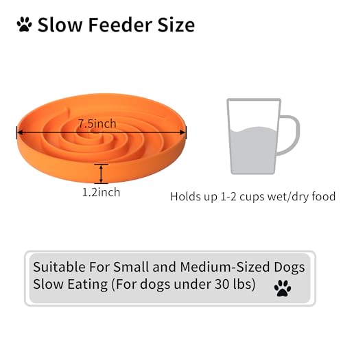Bifeaw Slow Feeder Dog Bowls, Dishwasher Microwave Safe Silicone Puppy Puzzle Bowl with Non-Slip Design for Eating (Green and Orange) - color: Green and Orange