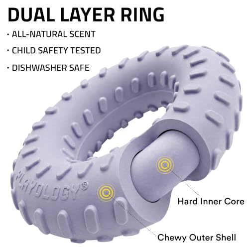 Playology Dual Layer Ring Dog Toy for Aggressive Chewers, Lamb Scent - size: Jumbo, style: Lamb