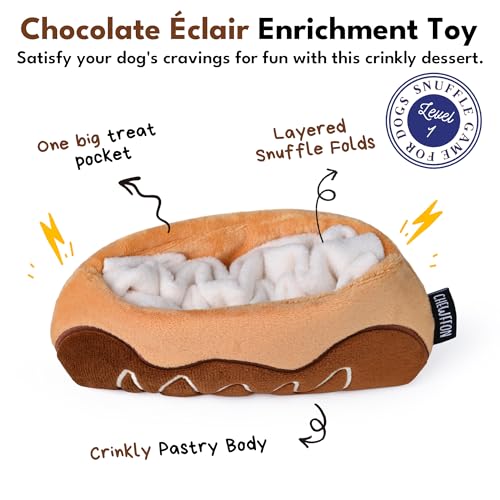 CHEWFFON Chocolate Éclair Dog Snuffle Toy, Layered Treat Enrichment - style: Chocolate Eclair