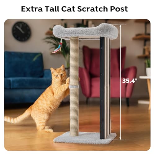 Veehoo 35" Tall Cat Scratching Post for Indoor Cats, Sturdy Cat Scratch Pad