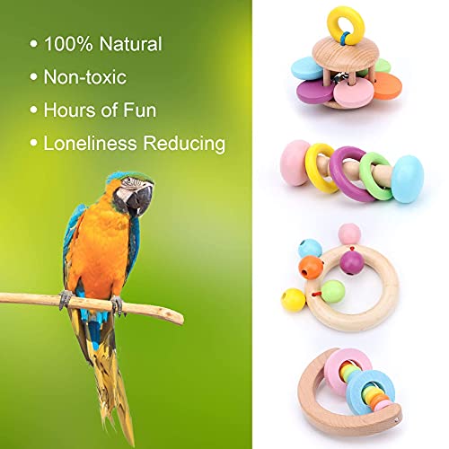 Large Bird Toys for Foot Parrot Handheld Interactive Toys, 4 Pack
