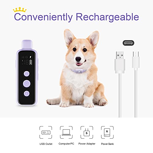 Bousnic Shock Collar for Dogs - Waterproof Rechargeable Dog Electric Training Collar with Remote for Small Medium Large Dogs with Beep, Vibration, Safe Shock Modes (8-120 Lbs) (Purple) - color: Purple