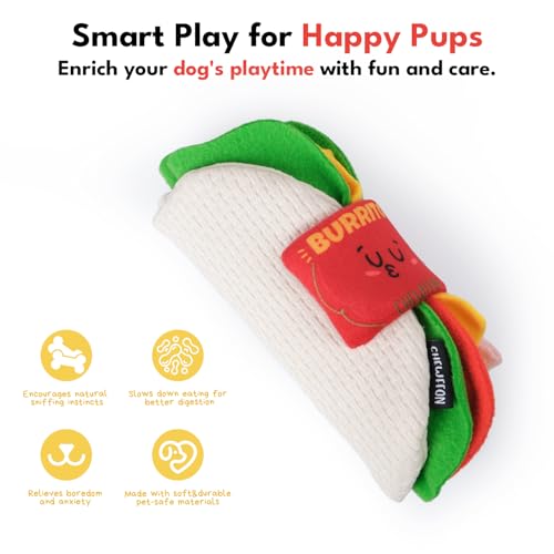 CHEWFFON Interactive Snuffle Dog Toy, Enrichment Treat Hiding Puzzle - style: Burrito