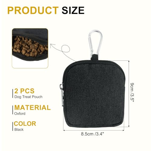 Dog Treat Pouch Hands-Free Pet Bag 3.5x3.4(Black/Black 2Pcs) - color: Black/Black