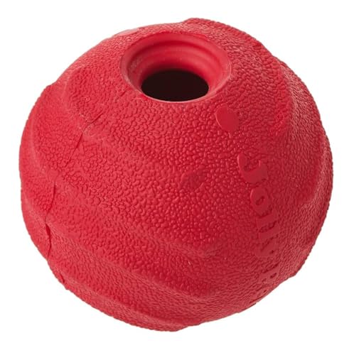 Dog Toys Hollow Red Tough Rubber Ball Cleans Teeth Bounce Fetch Fill with Treats (Large - 4 Inch) - size: Large - 4 Inch