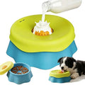 Slow Feeder Dog Bowl Lick Toy with Rolling Ball for Liquid & Dry Food