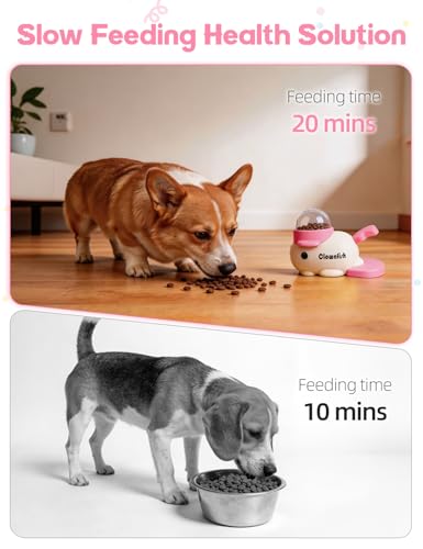 Dog Treat Dispenser Puzzle Toy, Intercative Slow Feeder Bowl for Cats and Dogs, Mental Stimulation Enrichment Toy, Indoor Pet Feeder with Silicone Mat to Keep Pets Busy, Multiple Colors (Pink) - color: pink