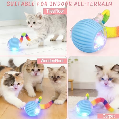 Interactive Cat Toy Ball, Automatic Cat Toys for Indoor Cats with 3 Modes - color: pale yellow