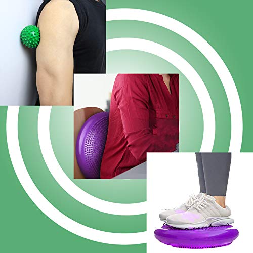 Wobble Cushion, Balance Disc, Wiggle Seat, Balance Pads for Physical Therapy, Stability Disc, Wobble Board for Dogs, Office, Sensory Kids, Classroom with Spiky Massage Ball - color: Blue