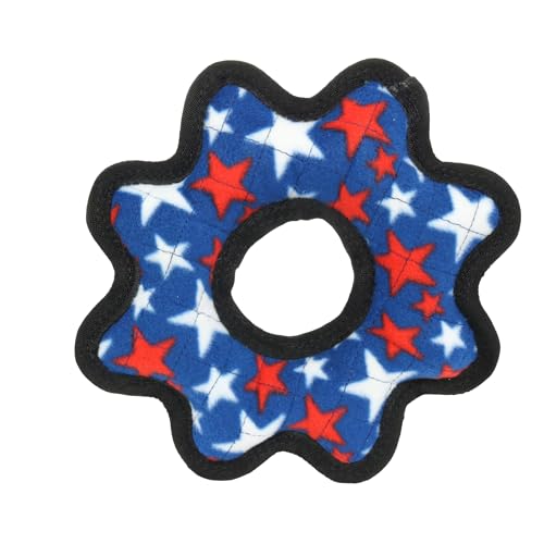 TUFFY® Gear Ring Medium Ultra Durable Plush Dog Toy - color: Blue Medium Gear Ring