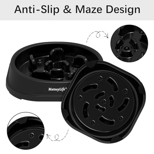 MateeyLife 1-Pack Slow Feeder Dog Bowls, 1 Cup, Dog Puzzle Feeder Bowl - color: H-Black, size: Small