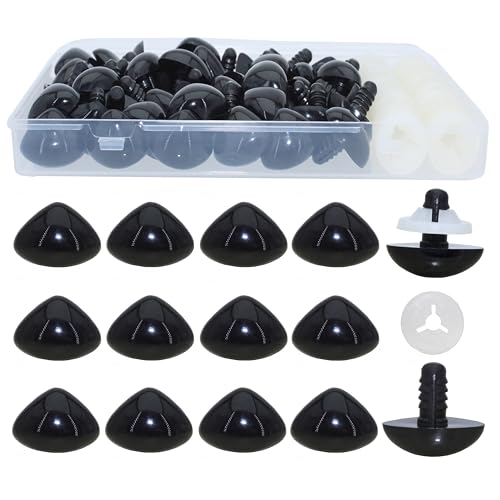 1BOX(30PCS) 22 x 26.5mm Large Black Plastic Triangle Shape Safety Nose with Sturdy and Precise Plastic Washers for Plush Animal Making Craft - color: #2 Triangle Nose