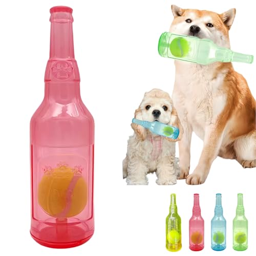 Dog Toy Tennis Ball in Squeaky Bottle (Red, Medium) - color: Red, size: Medium