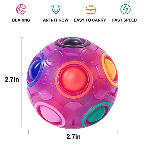 Vdealen Magic Rainbow Puzzle Ball, Fidget Ball Puzzle Brain Teaser Fidget Toy for Boys & Girls- Birthday Party Valentines Easter Christmas Stocking Stuffers for Kids Teen & Adults-2 Pack - color: Blue&purple