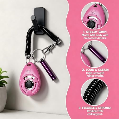 Dog Training Clicker, dog training & behavior aids, dog training kit (Pink) - color: Pink