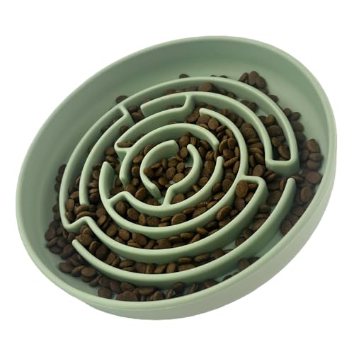 Pet Puzzle Bowl, 2 Cups Silicone Slow Feeder Dog Cat Bowl with Suction Cups, Non Slip Puzzle Bottle Lick Mat for Boredom and Anxiety Reduce,Preventing Choking, Dishwasher Safe (Green)