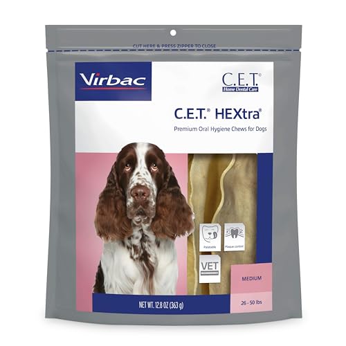 Virbac C.E.T. Hextra Premium Oral Hygiene Chews for Dogs, Medium - size: Medium 26-50lbs