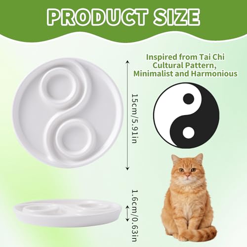 Ceramic Cat Slow Feeder,Shallow and Wide Opening Dish for Whisker Friendly