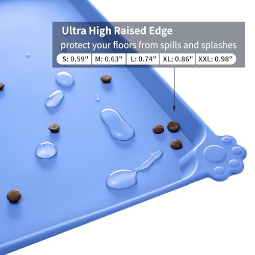 Reopet Silicone Pet Feeding Mat - Waterproof & Non-Slip Dog Cat Placemat - color: Blue, size: 24" x 16"