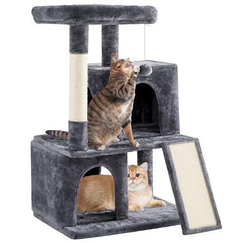 Yaheetech 42in Cat Tree Tower with Large Perch for Senior Kittens - color: Dark Gray, size: 42in