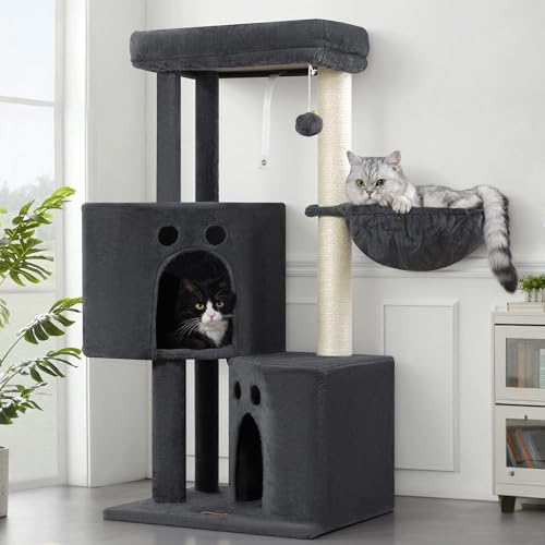 Small Cat Tree Tower for Indoor Cats, 40 in Medium Cat Bed Scratching Posts