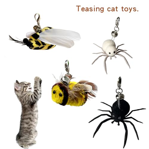 Cat Toy Insects Refills, Feather Wand Replacement Insects, Kitten Interactive Toys (4PCS) - color: 4PCS