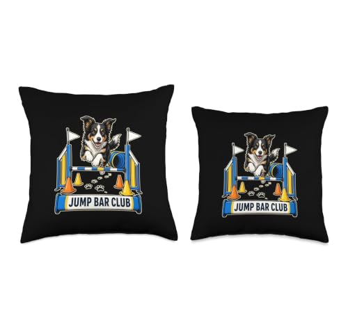 Jump BAR Club Dog Agility Training Practice Course Paw Throw Pillow - size: 18x18