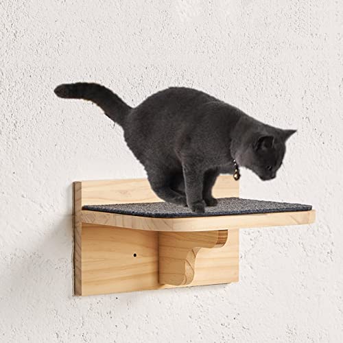 SHENGOCASE 9.8" x 7.1" Solid Wood Wall Mounted Large Cat Step, Cat Wall Furniture, Shelves Stairs Perch - size: 9.8" x 7.1"