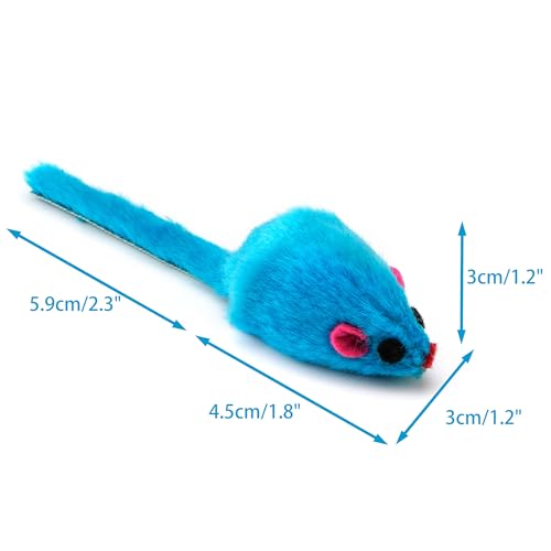 CHIWAVA 36PCS 4.1'' Furry Cat Toy Mice Rattle Small Mouse Interactive Play - color: Assorted Color 36PCS