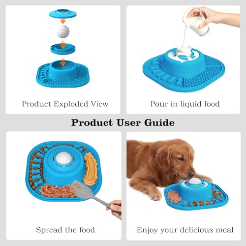 Dog Lick Bowl with Interactive Rolling Ball & Slow Feeder