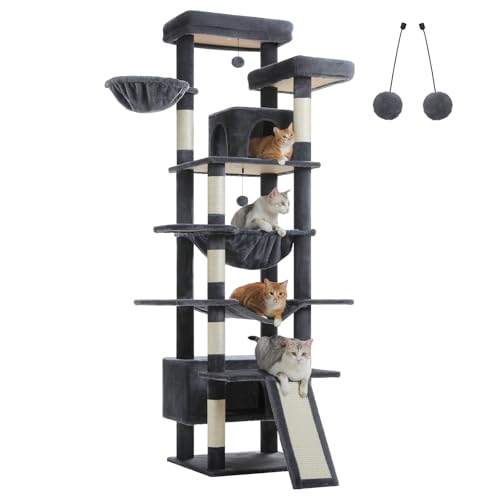 MUTTROS 81" Heavy Duty Cat Tree for Large Cats, Tall Cat Tower, Dark Gray - color: Dark Grey, size: 81in