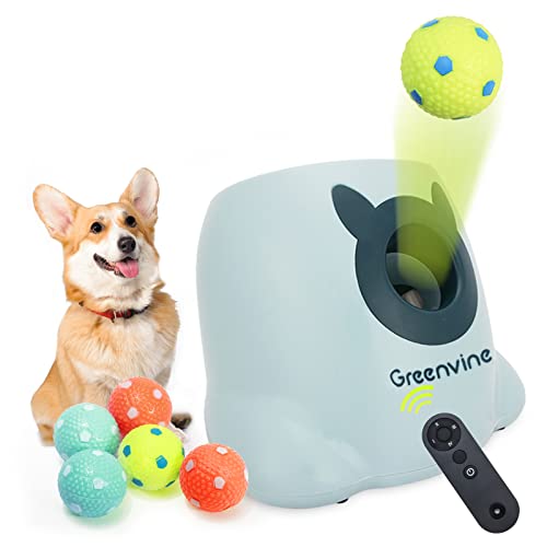 Automatic Dog Ball Launcher Interactive Ball Thrower Fetch it Machine for Dogs with 6 Durable High Elasticity Latex Balls Included
