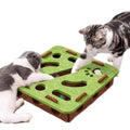 Cat Scratch Puzzle Enrichment Box, Cat Puzzle Toy with 2 Bell Balls, Enrichment Toys for Indoor Cats - color: Green