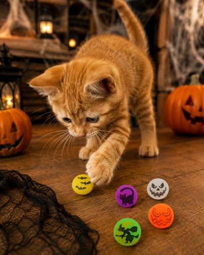 PET SHOW 20 Pack Halloween Cat Toys Bouncy Balls 1.2inch for Indoor Cats - style: 20Pcs Halloween Cat Bouncy Balls