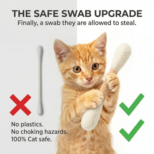 Glaciart One MINI Swabs Cat Toys with Catnip - 6 Pk | Durable for Chew, Cute Cat Toys Interactive Kitty for Boredom, Exercise, & Play | Filled w/Organic Catnip for Anxiety & as Digestive Aid - color: Beige Swabs, size: Mini
