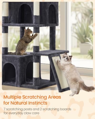 Feandrea Large Cat Tree, 72.6" Tall Sturdy Cat Tower for Indoor, Dark Gray - color: Dark Gray