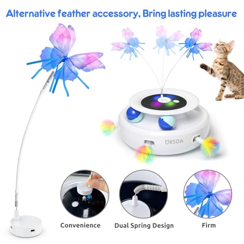 ORSDA3 Pcs Cat Toy Replaceable Butterflies Toy Accessories, Handmade Fabric Butterfly Toys