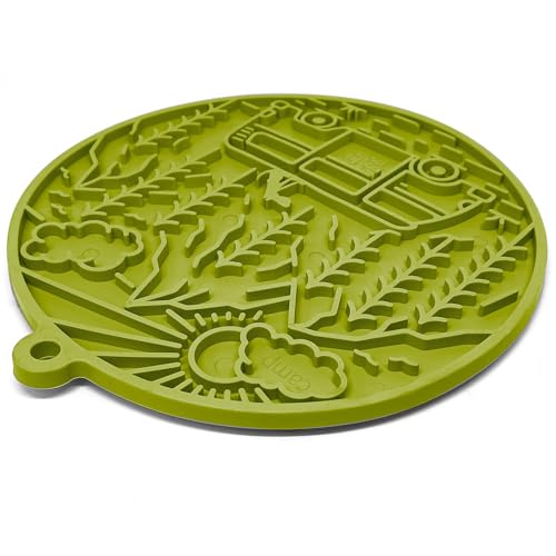 SodaPup Camp eMat – Durable Enrichment Feeder with Suction Cups Made in USA from Non-Toxic, Pet-Safe, Food Safe Rubber for Mental Stimulation, Digestive Health, Avoid Overfeeding, Calming, More - color: Camp eMat Green