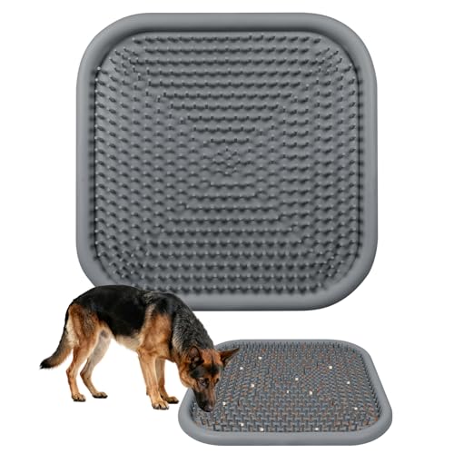 Snuffle Mat for Dogs 23.6" x 23.6" Silicone Large Slow Feeder Mat, Grey - color: Grey:23.6"x23.6"