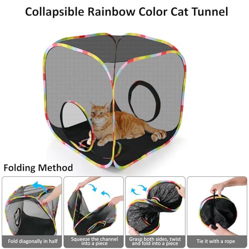 Cat Enclosure, Pop Up Cat Rolling Tent Cube for Outdoor and Indoor - size: cube cat enclosures