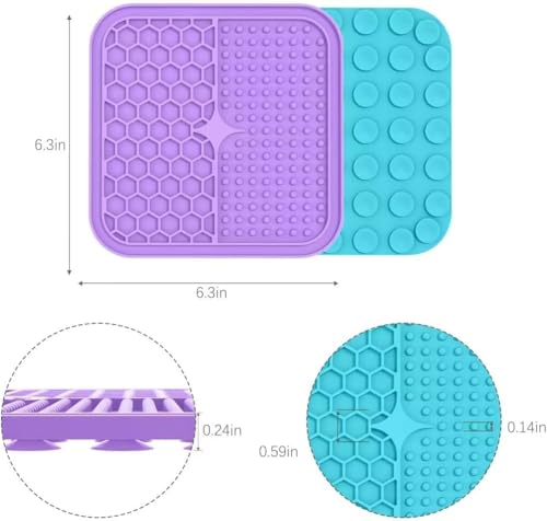MateeyLife Lick Mat for Dogs & Cats, Slow Feeder Licking Pads for Boredom - color: Purple&Cyan, size: 6"x6"