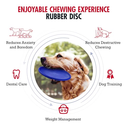 SuperChewer Tough Flying Disc Toy | Lifetime Replacement | Strong Natural Rubber | Great Dog Fetch Toys | Rubber Disc Toy for Dogs | Ultra Durable Chew Toys for Aggressive Chewers | for All Breeds - size: Large