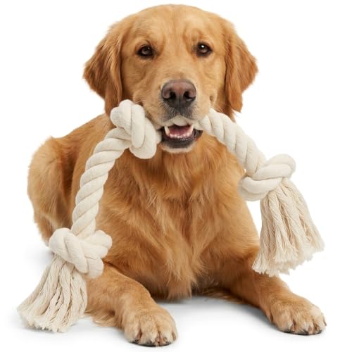 Barida Natural White Cotton Tough Dog Rope Toy for Medium & Large Dogs. Non Toxic and Premium Rope Toys for Dogs. - size: Medium (23.60")