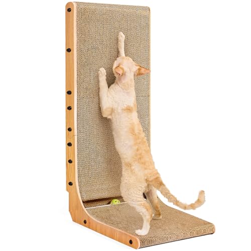 EHEYCIGA Cardboard Cat Scratcher for Indoor Cats, 32 Inch, Brown - color: Brown, size: 17x13.1x32